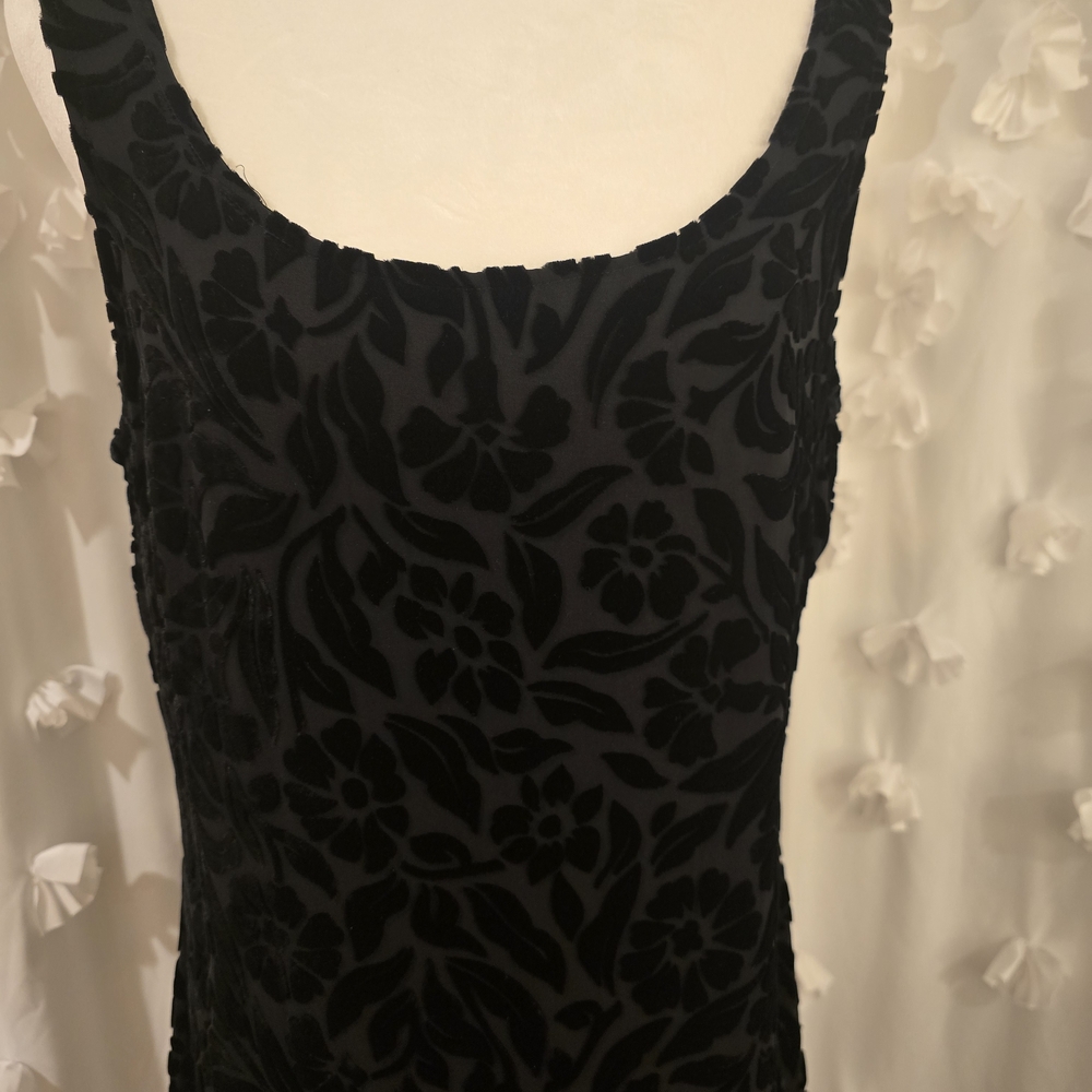 Express Black Velvet Dress with Floral Design